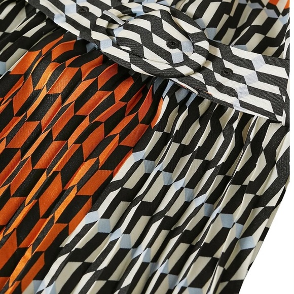 Mango Black and Orange Long Sleeve Dress - Picture 5 of 8